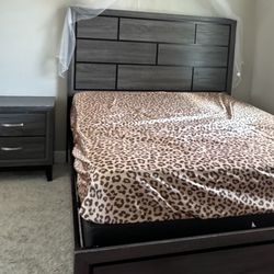 Matching Grey Bedroom Set (Bed Frame, Nightstand, Dresser) Mattress Not Included