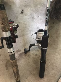 2 open face fishing poles reels and rods for Sale in Tallmadge, OH