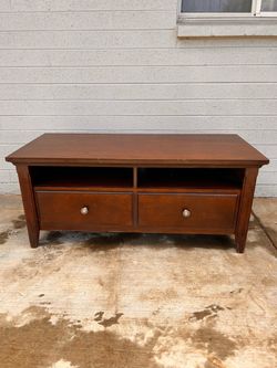 Wood TV Stand with Drawers and Open Shelves