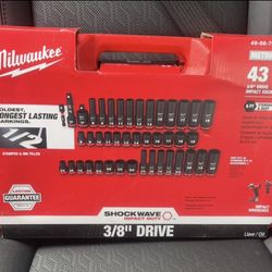 Milwaukee SHOCKWAVE 3/8 in. Drive SAE and Metric 6 Point Impact Socket Set (43-Piece) $149 plus tax at Home Depot Perfect for Father's Day gift