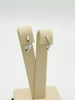 14K WHITE GOLD 1.87 GRAMS GENUINE DIAMOND DROP EARRINGS 0.50 CTW USED