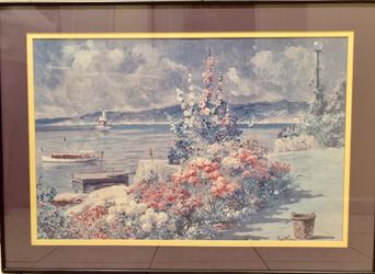 Vintage 1990s Abbott F. Graves Flowers By The Bay Professionally Framed Art Print
