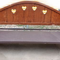 Wooden Twin Size Bed With Heart Shapes