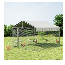 Extra Large Outdoor Chicken Coop, Large Galvanized Metal Cage for Poultry with Waterproof Cover $110