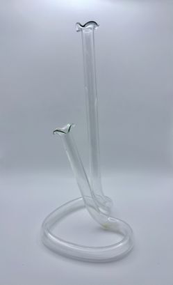 Vintage Double Ruffle Tube Twisted Heart Clear Glass Bud Vase Propagation 8.5"