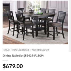 Brown Counter Height Dining Table Set