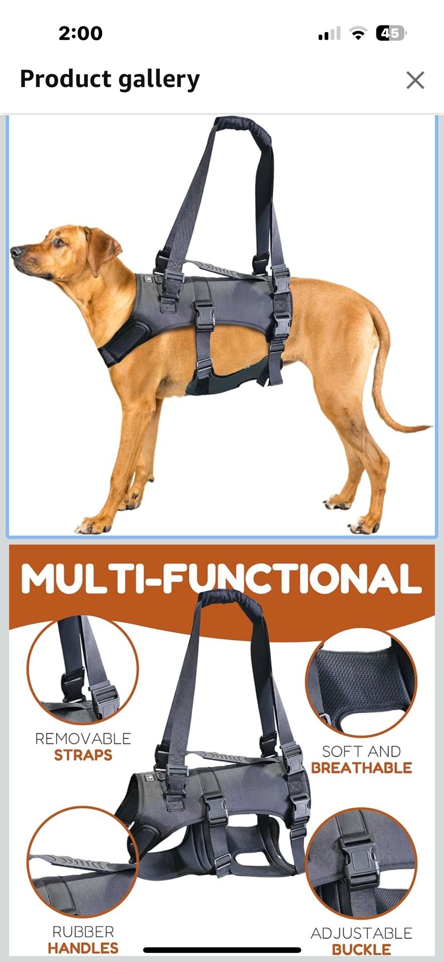 Brand New Full Body Dog Lift Harness, Adjustable Handles, Max Support XXL