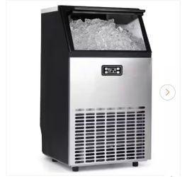 17.3 in. 100 lb. /24H Undercounter/Freestanding Full Size Cubes Ice Maker in Stainless Steel, 33 Ib. Storage and Alarm