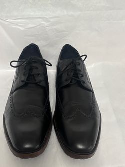 Black Leather Wingtip Brogue Derby Shoes