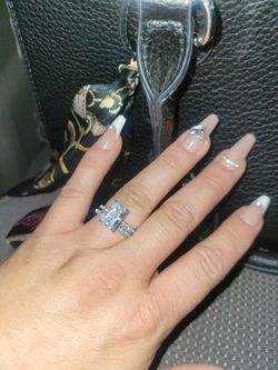 925 Silver Radiant Cut CZ Ring Set