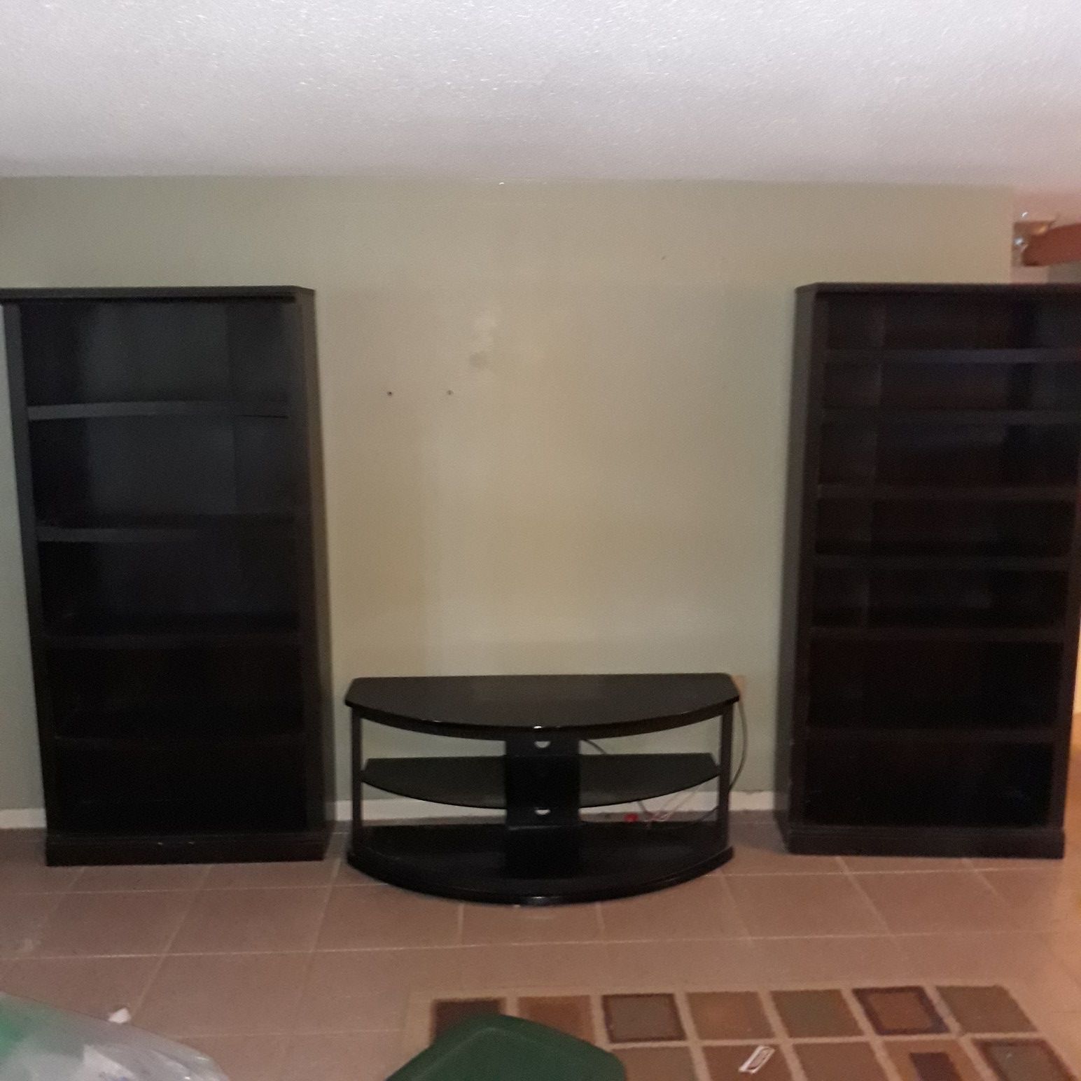 2 bookshelves, tv stand