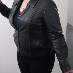 $15- Ladies LEATHER JACKET black, L by JONES NY. Soft, pliable. Perfect @ Encino mid-SFV 