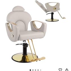 Brand New Salon Barber Chair Gray Gold