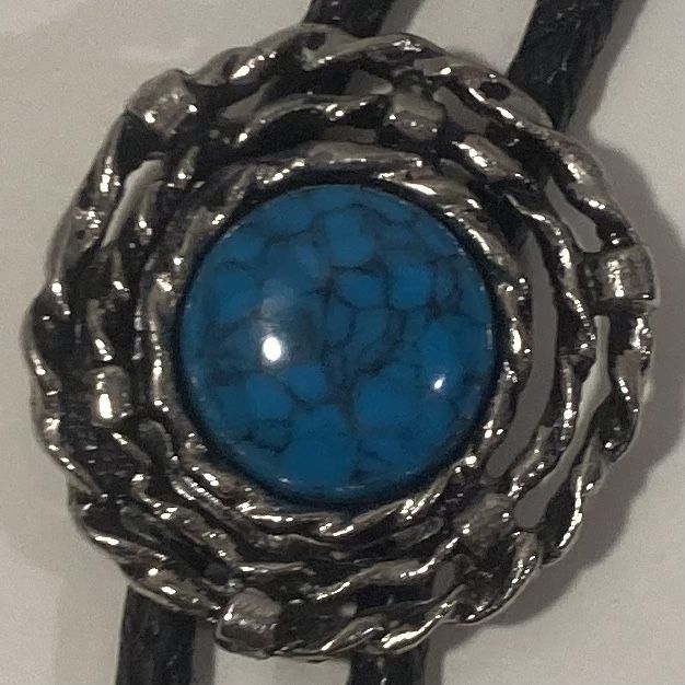 Vintage Blue Turquoise Bolo Tie 