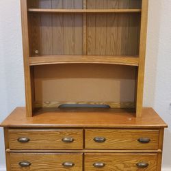 Six Drawer Solid Wood Dresser with Two Shelf Hutch