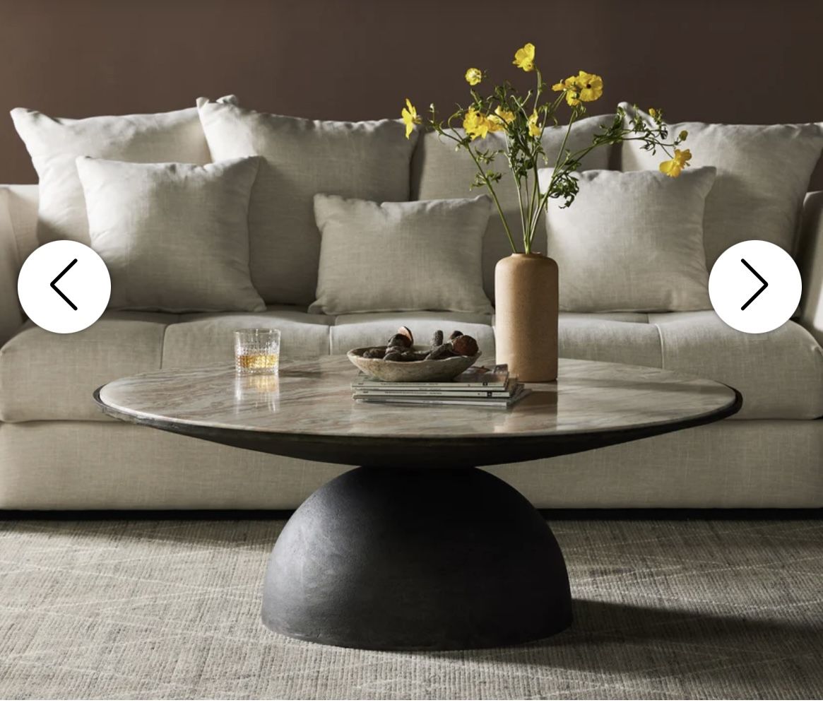 Four Hands Corbett Large Coffee Table-Crm Taupe Mrb MDP