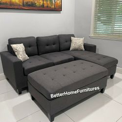 Brand New Sleeper Sectional Sofa With Large Ottoman// 0 Interest Finance Available 