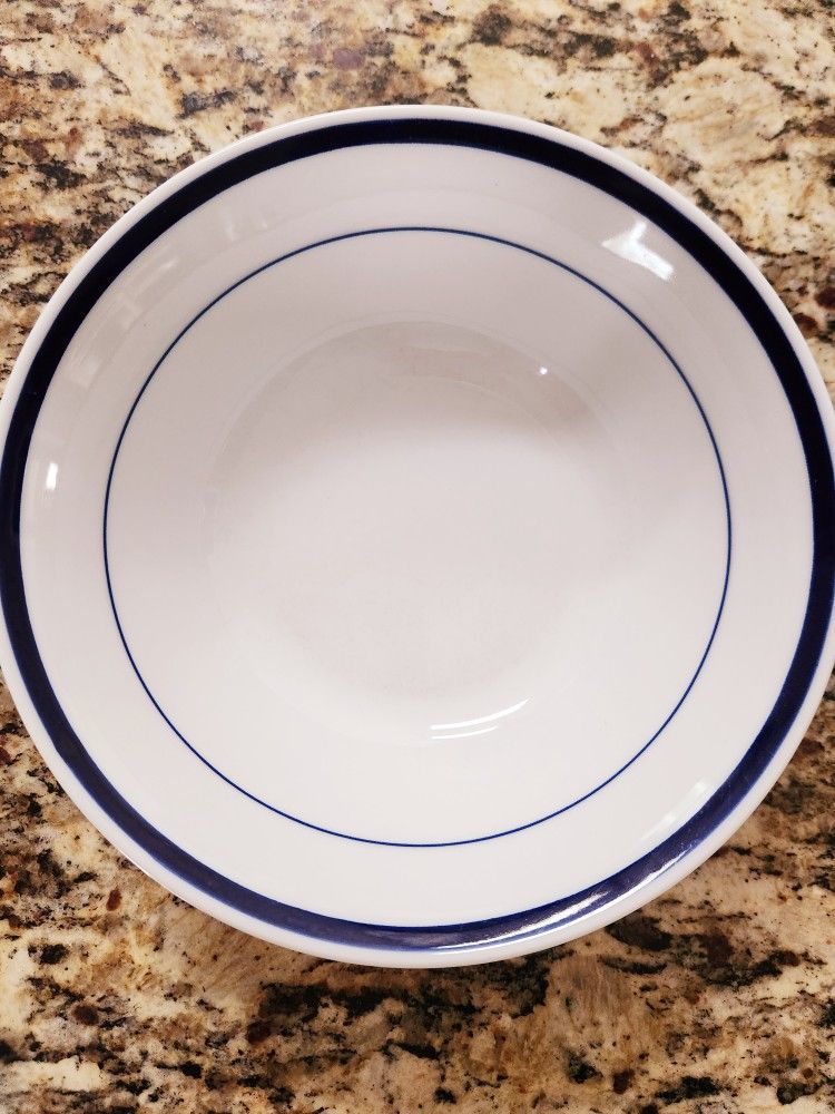 Seltmann Weiden SLT64 Serving Bowl White with Blue Rims Bavaria Germany