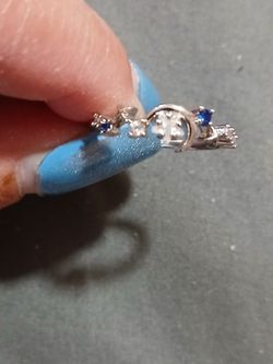 Silver Ring with Blue and Clear Stones