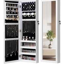 Nicetree LED Mirror Jewelry Cabinet – White