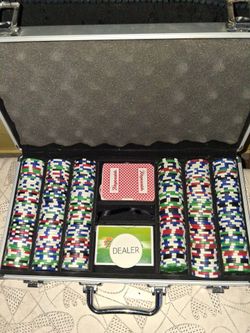 Poker set with 300 piece clay chips,cards & dealer chip...$5obo