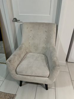 Upholstered Velvet Beige Chair