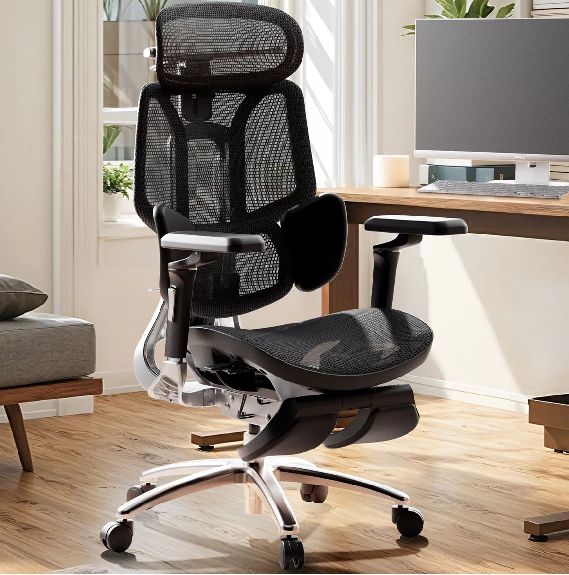 A 3 1 LN Hbada E3 Ultra Ergonomic Office Chair, Big and Tall Office Chair - with 3-Zone Dynamic Lumbar Support, 360° Mechanical Armrests, 4D Adjustabl