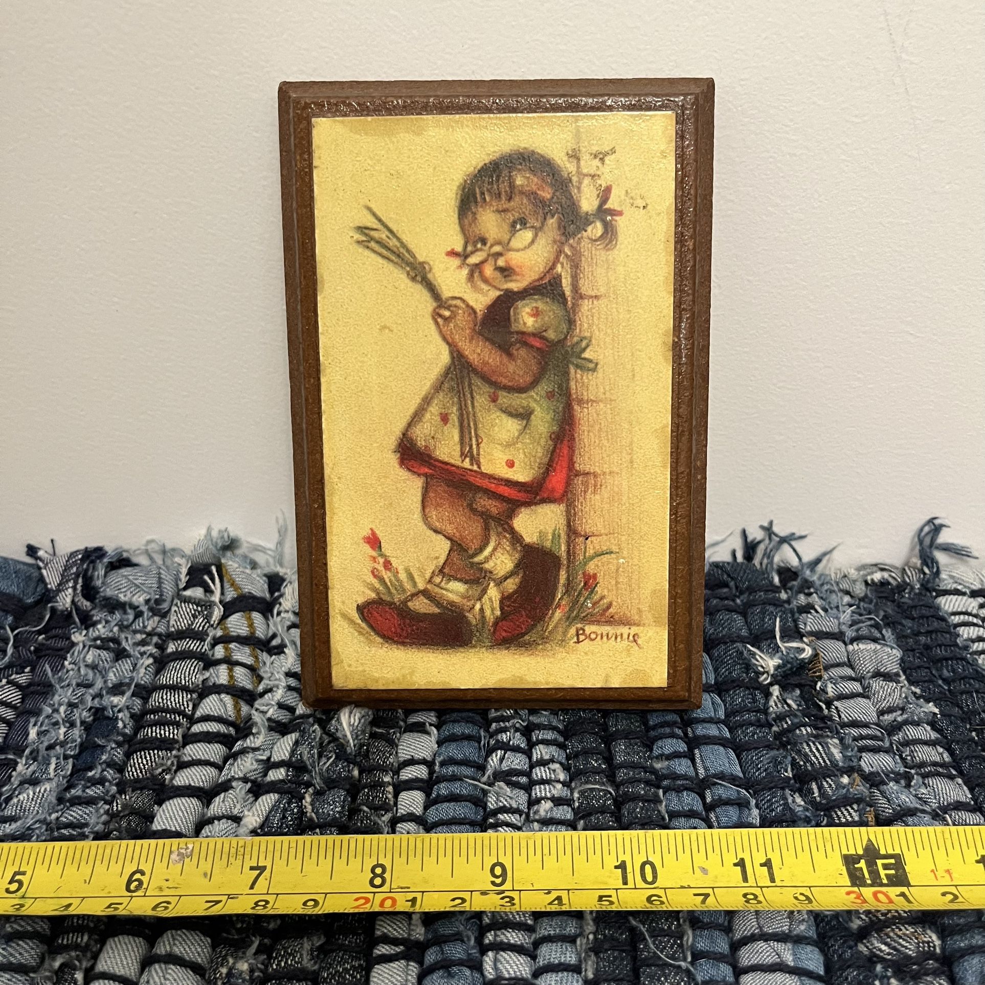 Vintage 70s Hummel Style Wood Plaque Print