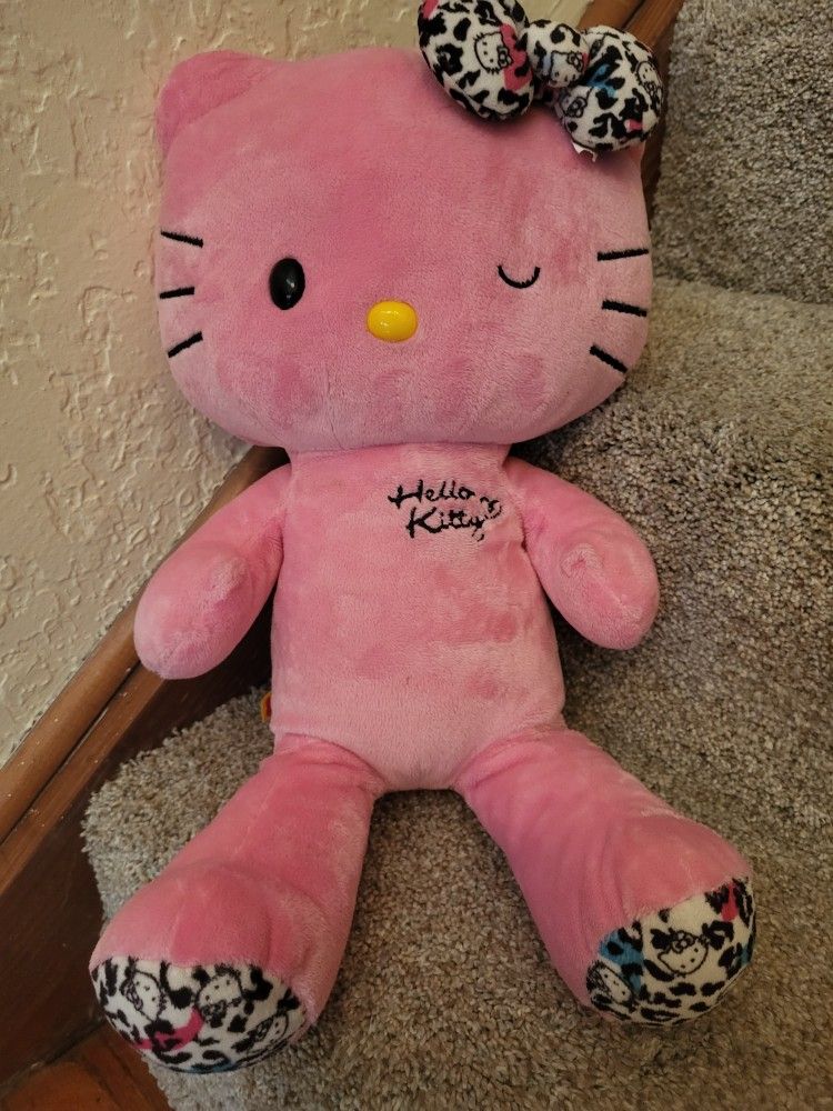 Hello KITTY Build A Bear SANRIO Leopard Print Paws Plush Winking W/BOW