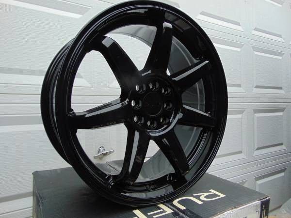 4 Brand New 18X8 Ruff Gloss Black Rims *4X100* *4X114.3* *38MM Offset*