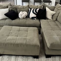 SOFT SUEDE SECTIONAL + OTTOMAN 