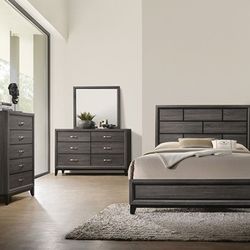 Queen Bed 4Piece Set Bed,Chest,Nightstand,Mirror Brand New Pre Order Now 