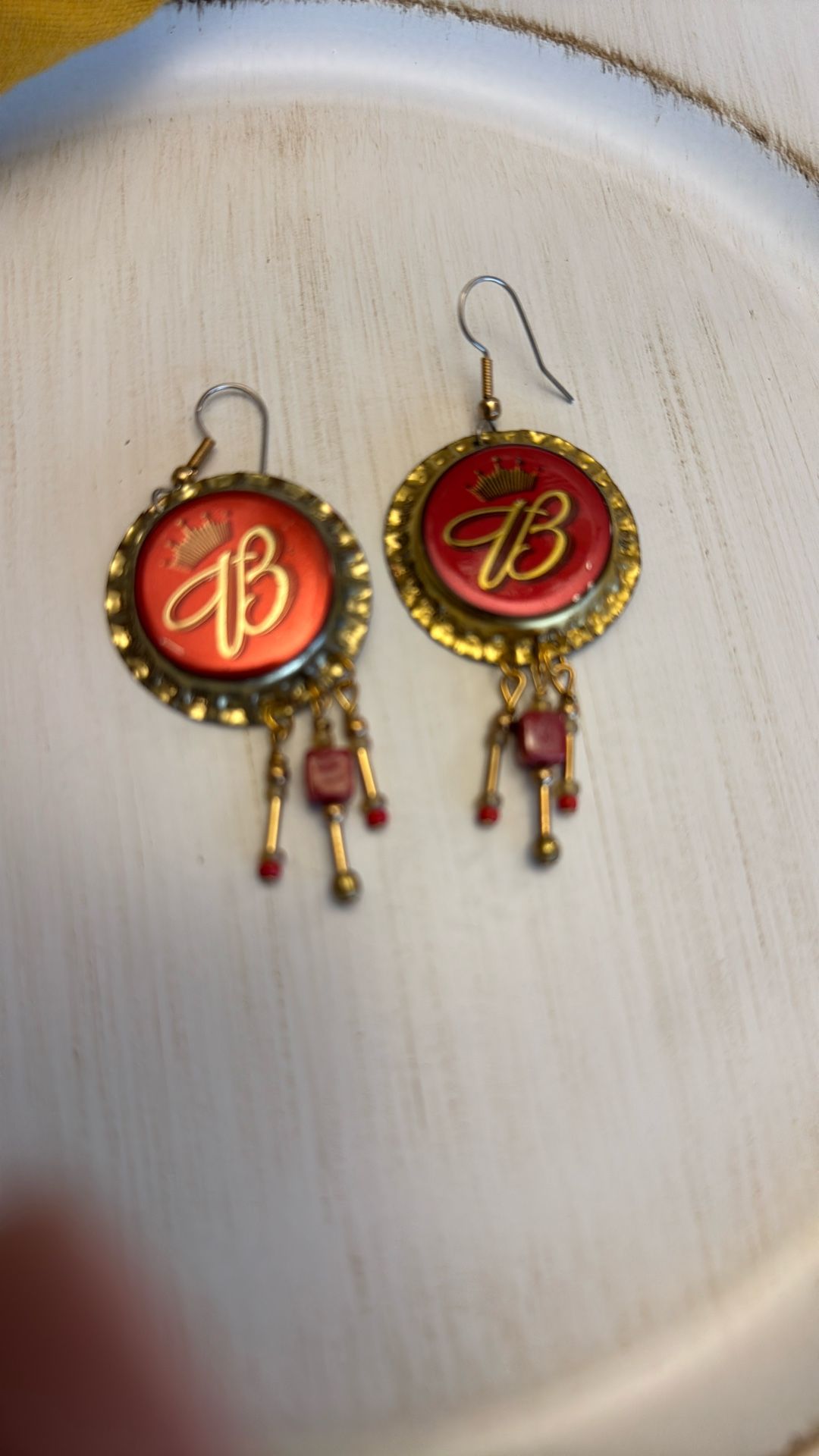 Earrings With Quartz And Recycled Bottle Caps