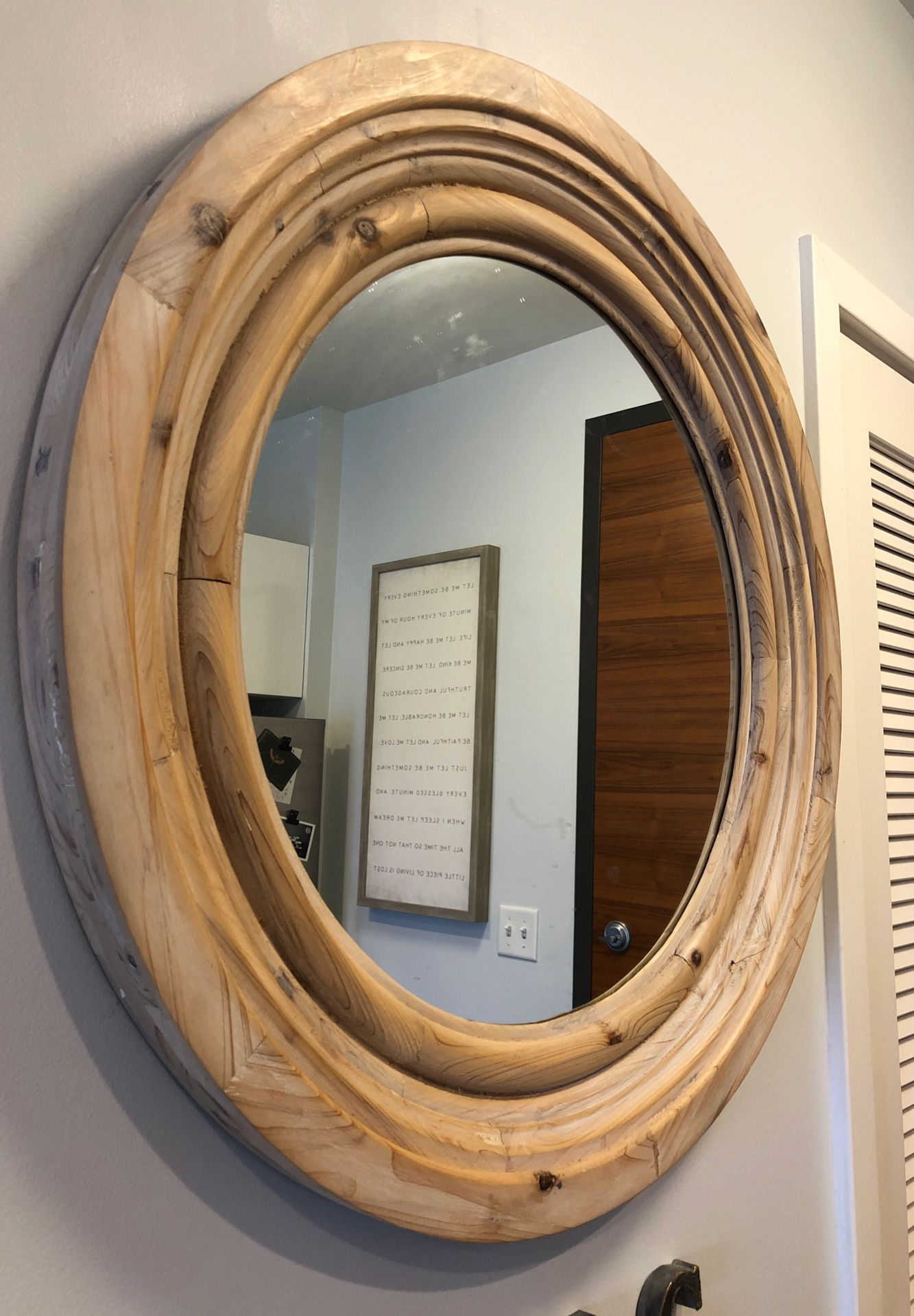 Wooden Circular Mirror