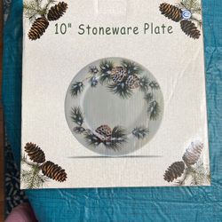 Christmas Pinecone 10 inch stoneware plate