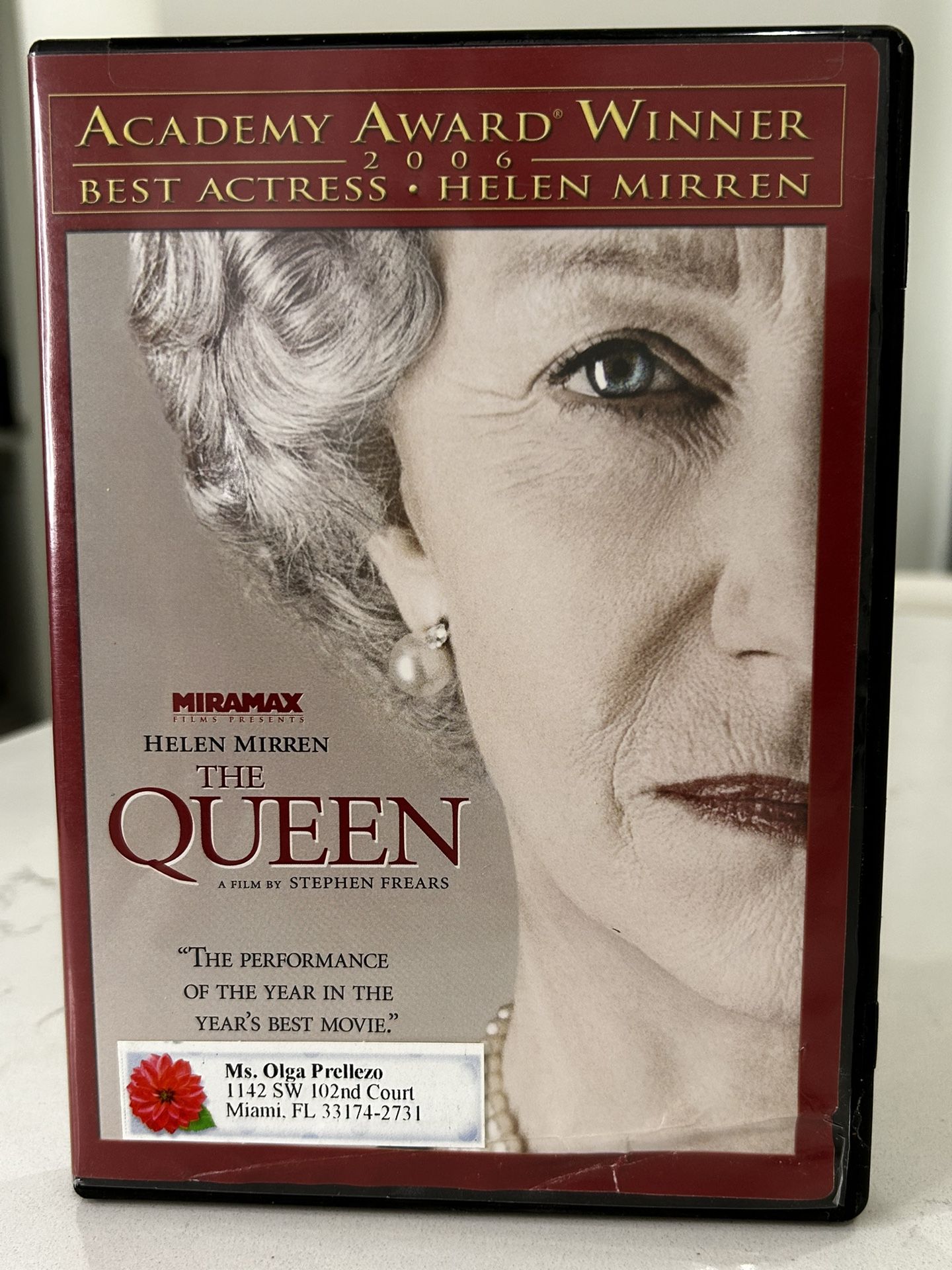 The Queen DVD Helen Mirren Academy Award Winner