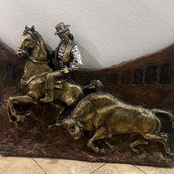 VINTAGE 1965 J SEGURA RETONEADOR MATADOR HORSEBACK BULLFIGHTER 3D ART FIBERGLASS