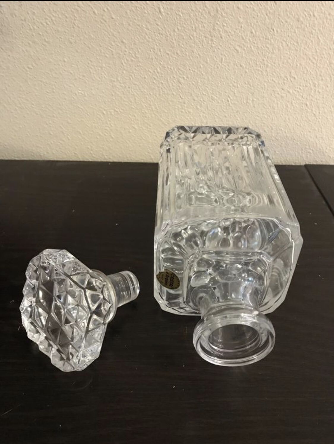 Diamond cut crystal decanter