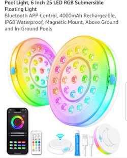 BRAND NEW - Pool Light, 6 Inch 25 LED RGB Submersible Floating Light