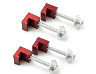 J Hook Crossover Tool Box Mounting Clamps For Pickup Truck Tool Box Mount Tie Downs (4 PCS, Red)
