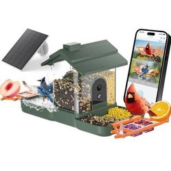 New 2-in-1 Bird Bath and Bird Feeder with Cameras Solar Powered 2K