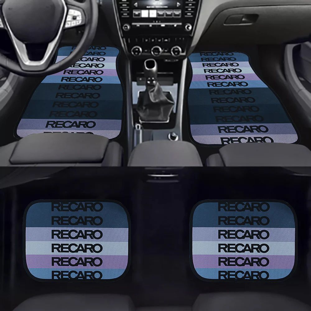 Brand New Universal 4PCS RECARO STYLE Racing Fabric Car Floor Mats Interior Carpets
