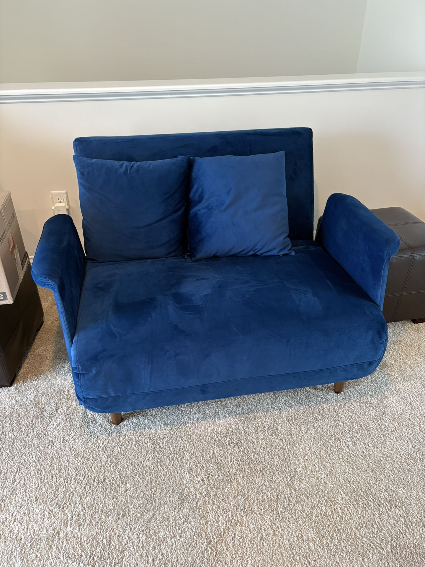 Blue Velvet Convertible Chair