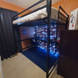 Sleek Metal Loft Bed- Save Space