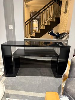 Contemporary John Boone inspired  Double Panel Console Two-Tier Wooden Table