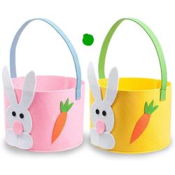 2 Pack Easter Baskets for Kids Empty Felt Bunny Basket Easter Decor Eggs Candy Gifts Storage NEW.

Large enough to hold Easter eggs, Easter candies, E
