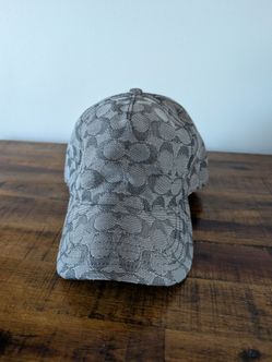 COACH All Over Signature Logo Jacquard Baseball/Cap HAT Grey