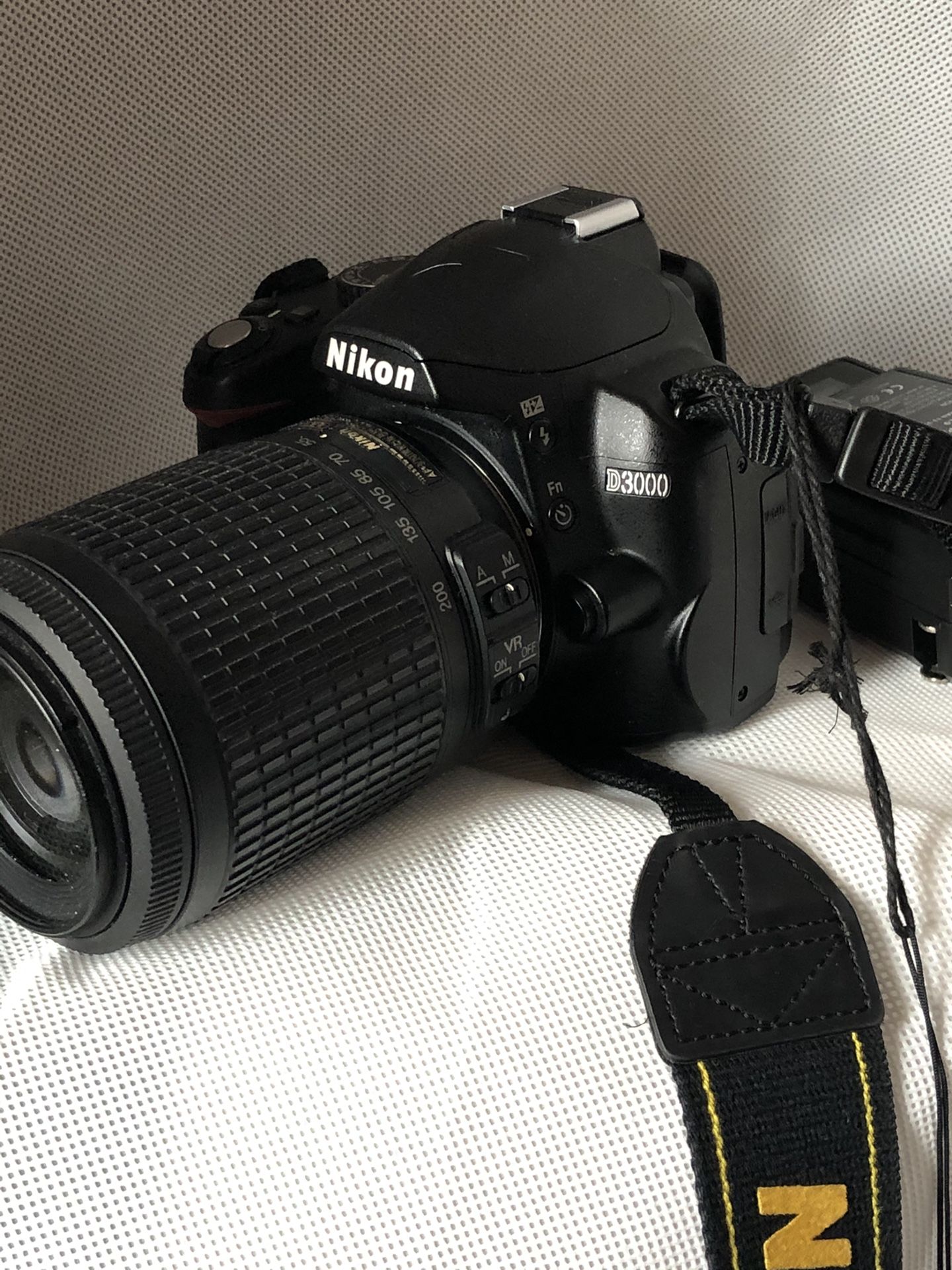 Nikon D3000 digital camera with 55-200 mm lens with 3 batteries and 2 chargers