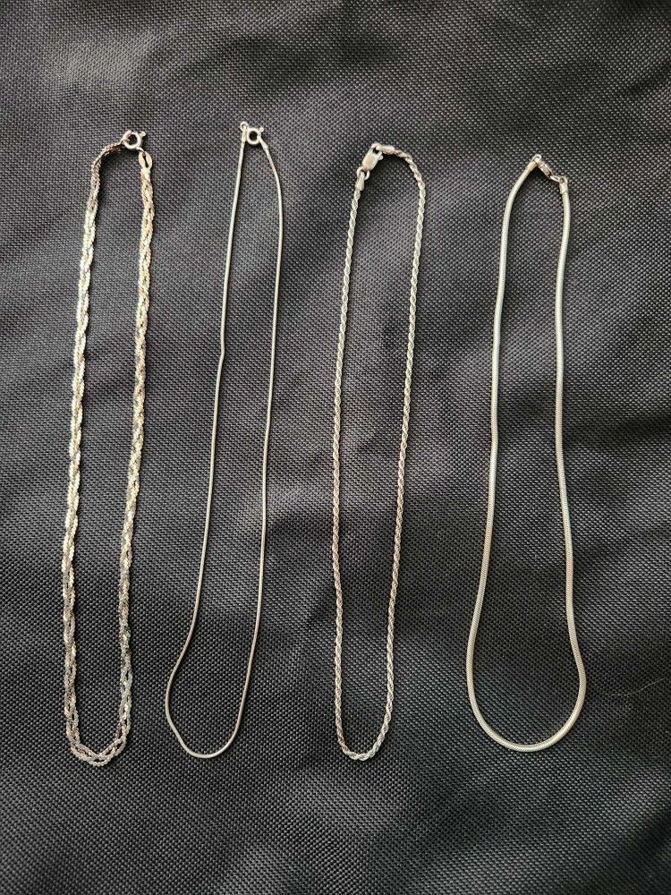 4- 16" Silver Chain Set