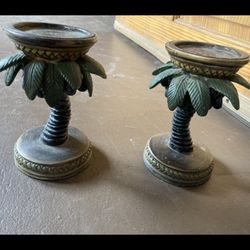 Two matching candle holders 